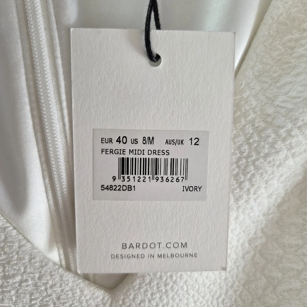 Bardot White Midi Dress with Puff Sleeves - Picture 5 of 11